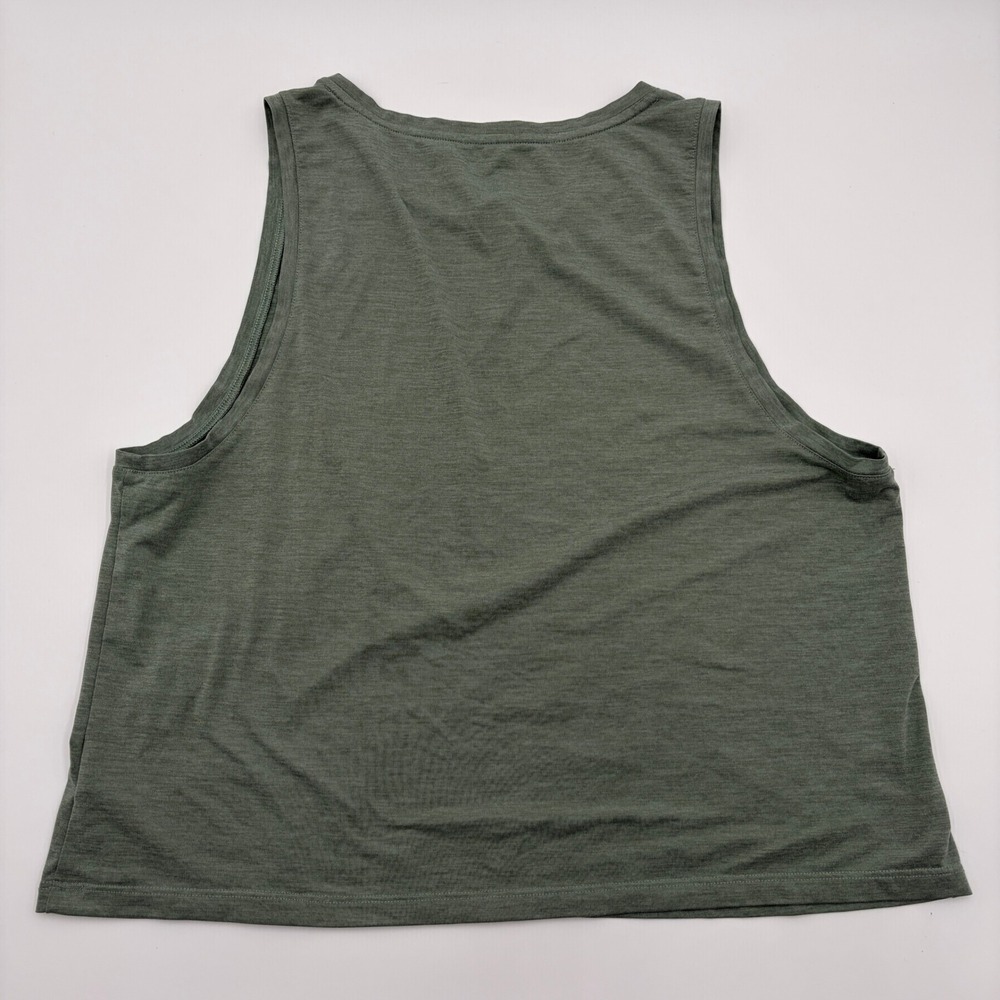 (2) GapFit Women Medium Brushed Tech Jersey Muscle Tank Top Green Tan Athleisure - Picture 6 of 7